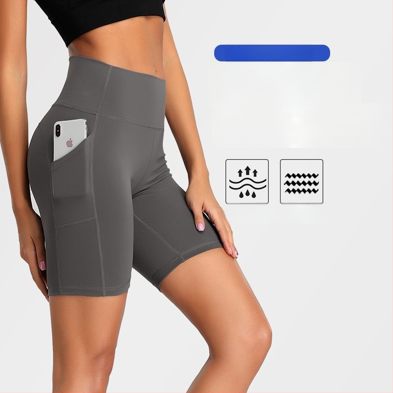 Sieviešu jogas capri bikses — augsta vidukļa josta, ciešs piegriezums, ātri žūst, mitrumu vadāmība, neilona audums