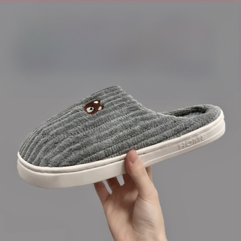 Дамски памучни пантофи за дома, подплата от флийс, PVC подметка, дебелина на подметката 3-5 cm, инжекционно формована подметка