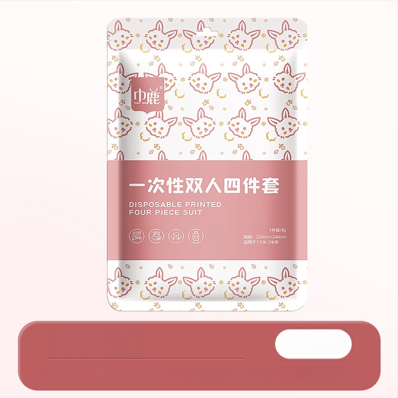 Kelioninis vienkartinis patalynės komplektas – keturių dalių rinkinys, SMS medžiaga, antklodės užvalkalas ir pagalvės užvalkalas