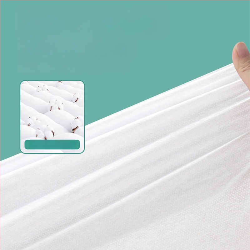 Vienkartinis keturių dalių patalynės komplektas kelionėms ir traukinių miegamiesiems: paklodė, antklodės užvalkalas, pagalvių užvalkalai, miegmaišis