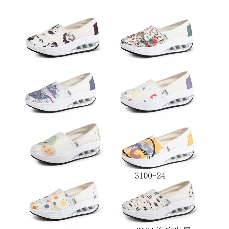 Ženske platnene slip-on tenisice, floralni uzorak, niski gornji dio, kompozitna potplata