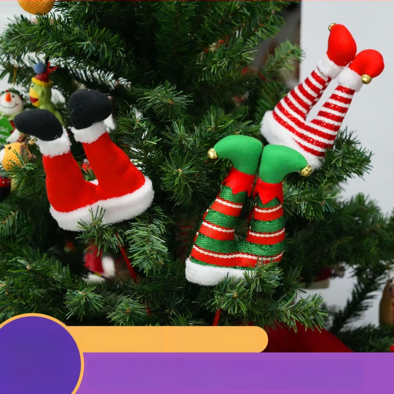 Božićne ukrase za drvce — moderni umjetnički stil, kompatibilno s aranžmanima u vazi, Materijali: plastika, željezo, tkanina