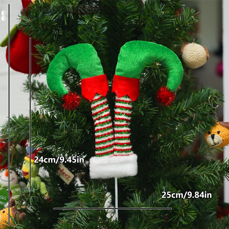 Božićne ukrase za drvce — moderni umjetnički stil, kompatibilno s aranžmanima u vazi, Materijali: plastika, željezo, tkanina