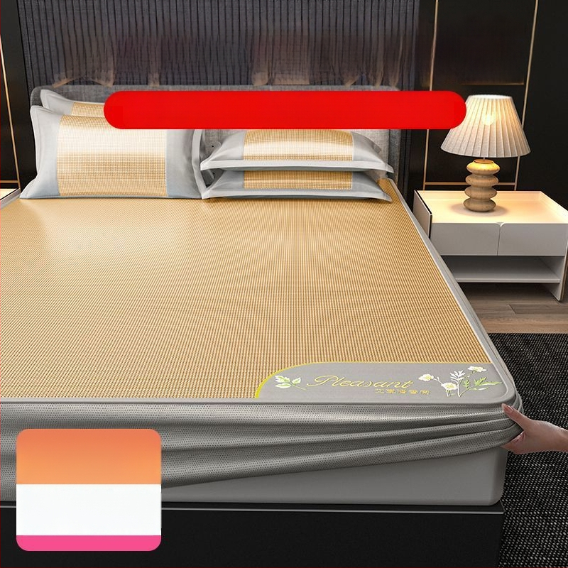 Ledinio šilko patalynės komplektas, 3 dalių, siuvinėti kraštai — premium sintetinis pluoštas