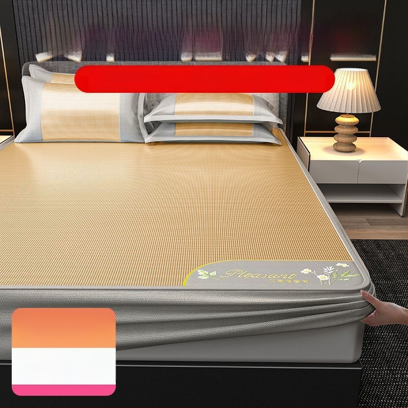 Ledinio šilko patalynės komplektas, 3 dalių, siuvinėti kraštai — premium sintetinis pluoštas