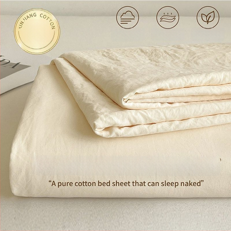 Ins stila minimalistiska kokvilnas gultasveļas komplekts, 3 daļas, Twill audums, brūsenā tekstūra, reaktīvā krāsošana