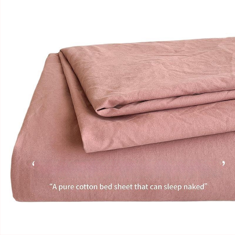 Ins stila minimalistiska kokvilnas gultasveļas komplekts, 3 daļas, Twill audums, brūsenā tekstūra, reaktīvā krāsošana