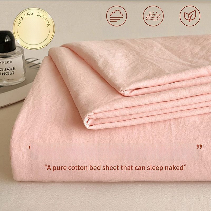 Ins stila minimalistiska kokvilnas gultasveļas komplekts, 3 daļas, Twill audums, brūsenā tekstūra, reaktīvā krāsošana