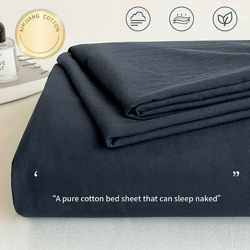 Ins stila minimalistiska kokvilnas gultasveļas komplekts, 3 daļas, Twill audums, brūsenā tekstūra, reaktīvā krāsošana