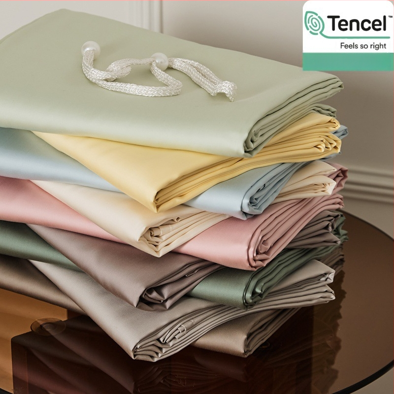 Lyocell guļamistabas veļas četrdaļīgs komplekts – satīna audums, reaktīvā krāsošana, Lyocell šķiedra, svars 1000–1500 g