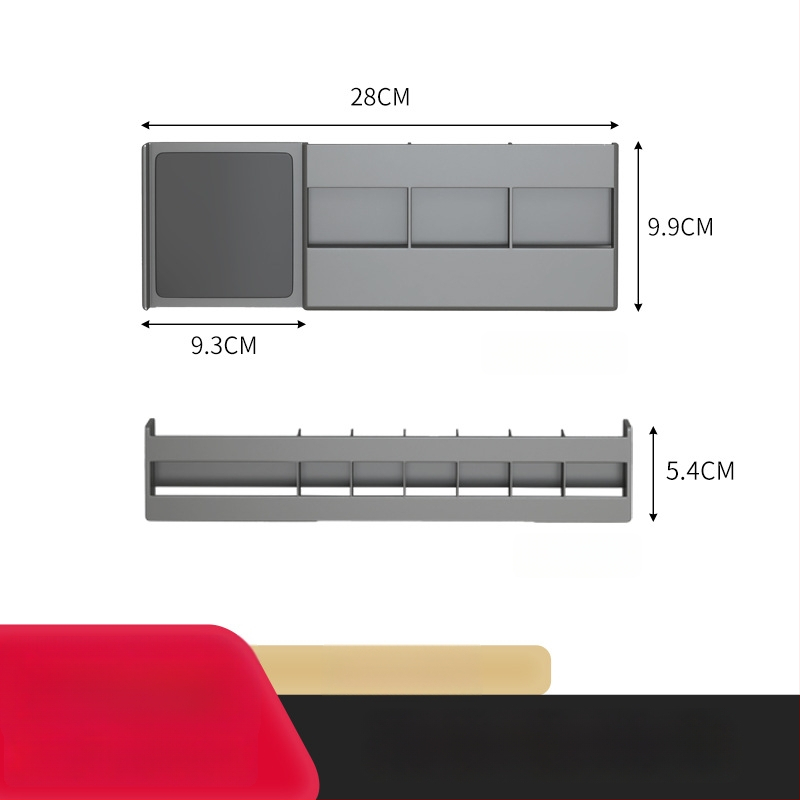 Stienā stiprināms plastmasas trīs līmeņu kosmētikas un lūpu krāsu uzglabāšanas plaukts vannas istabas spoguļa durvīm