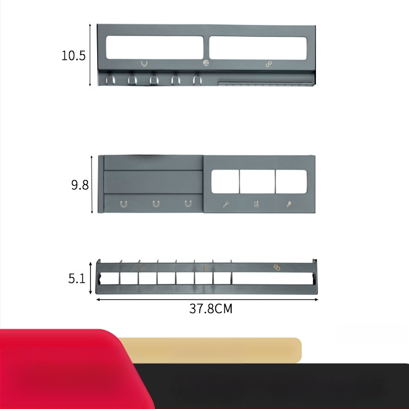 Stienā stiprināms plastmasas trīs līmeņu kosmētikas un lūpu krāsu uzglabāšanas plaukts vannas istabas spoguļa durvīm