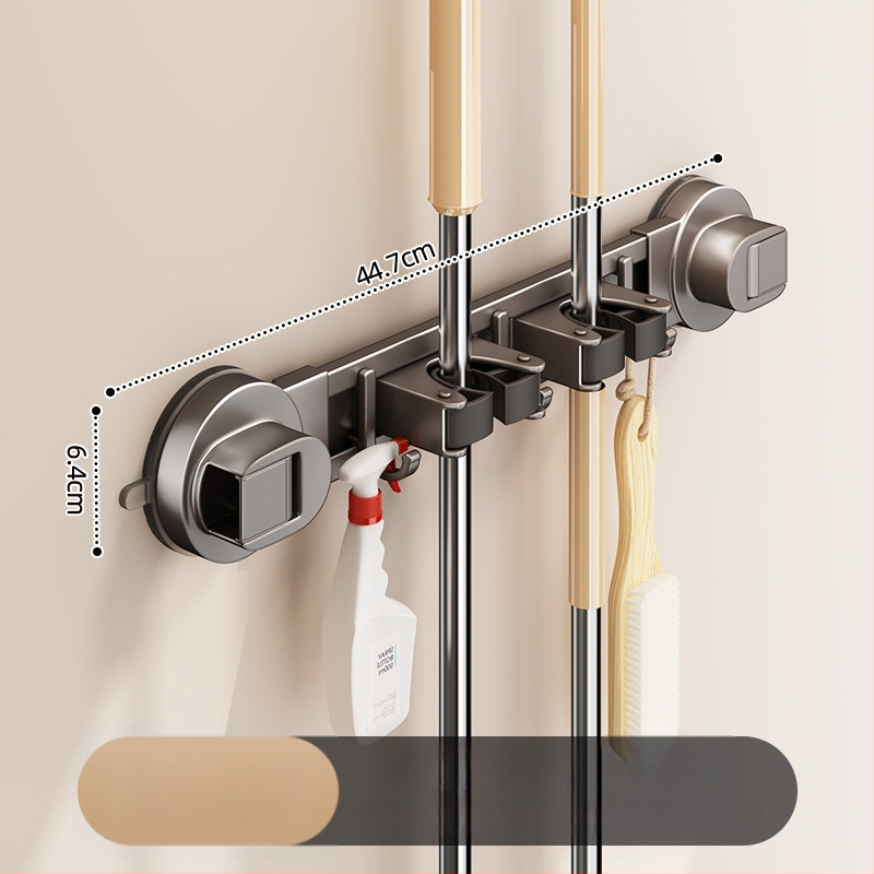 Mopu turētājs ar sūkņa kausu – sienas uzstādīšana bez urbumiem, no oglekļa tērauda + ABS, pulverizēts pārklājums, mūsdienīgs minimālisma stils, zīmols Diligent