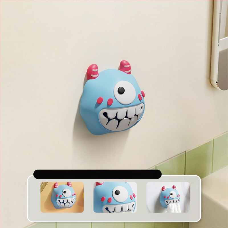 Dvieļu klips un uzglabāšanas plaukts – bez urbšanas, spiediena tipa āķis, PVC, jautrs karikatūru dizains, 0–1 kg