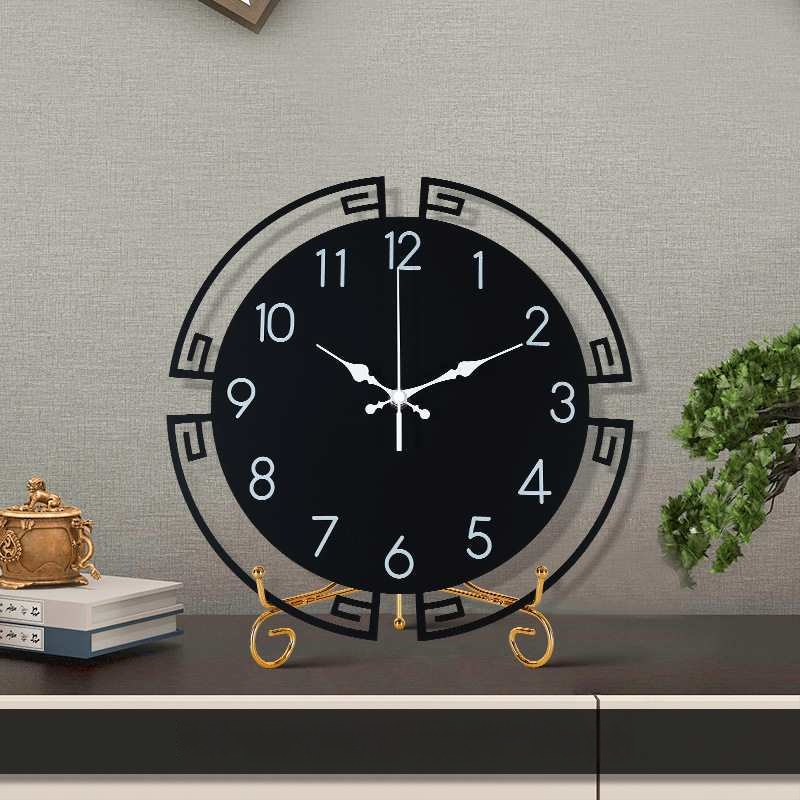 Jauns ķīniešu stila galda pulkstenis — metāla korpuss un metāla priekšējā plāksne, dekoratīvs pulkstenis dzīvojamā istabā