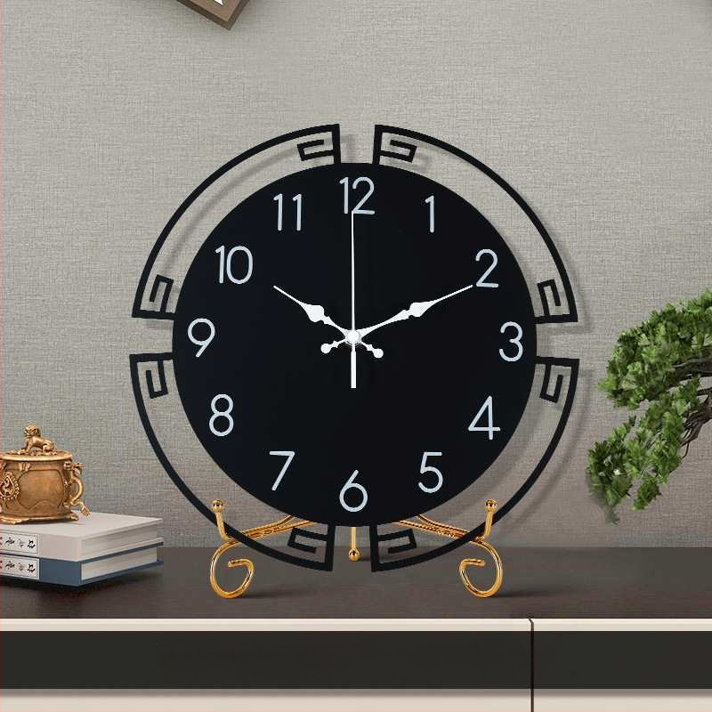 Jauns ķīniešu stila galda pulkstenis — metāla korpuss un metāla priekšējā plāksne, dekoratīvs pulkstenis dzīvojamā istabā