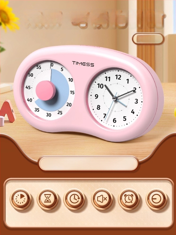 Tylus vizualus laikmatis vaikams su mechaniniu judėjimu, baterijomis maitinamas, ABS korpusas, rodyklės ekranas, karikatūrų dizainas