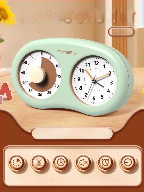 Tylus vizualus laikmatis vaikams su mechaniniu judėjimu, baterijomis maitinamas, ABS korpusas, rodyklės ekranas, karikatūrų dizainas