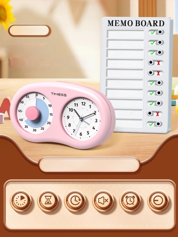 Tylus vizualus laikmatis vaikams su mechaniniu judėjimu, baterijomis maitinamas, ABS korpusas, rodyklės ekranas, karikatūrų dizainas