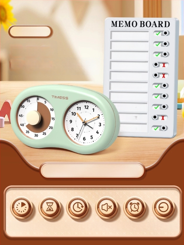 Tylus vizualus laikmatis vaikams su mechaniniu judėjimu, baterijomis maitinamas, ABS korpusas, rodyklės ekranas, karikatūrų dizainas