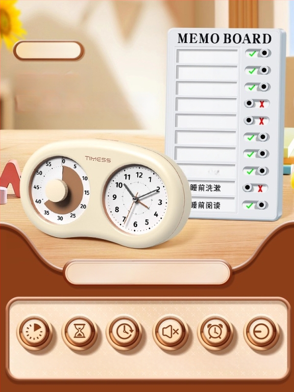 Tylus vizualus laikmatis vaikams su mechaniniu judėjimu, baterijomis maitinamas, ABS korpusas, rodyklės ekranas, karikatūrų dizainas