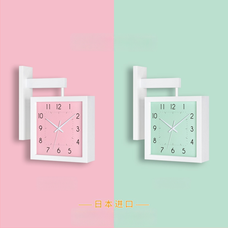 Fali óra, kétoldalas, tömörfa, minimalist dizájn, elemes működés, sima másodperc-mutató