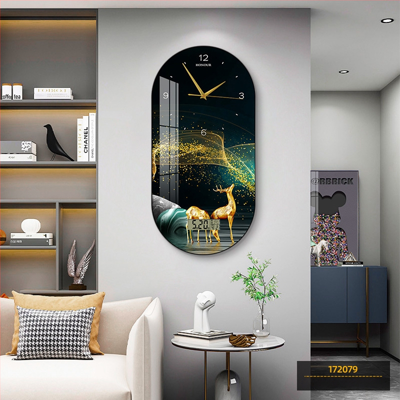 Zidni sat i zidna slika za dnevni boravak, moderan lagani luksuz, pogodna za hodnik i blagovaonu, s večnim kalendarom i elektroničkim satom