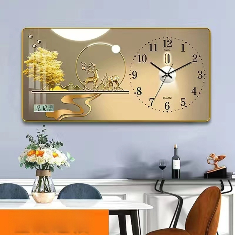 Fali óra naptár és LED számkijelzővel, Kaifa működés akkumulátorral, téglalap alakú, egyszerű modern stílus