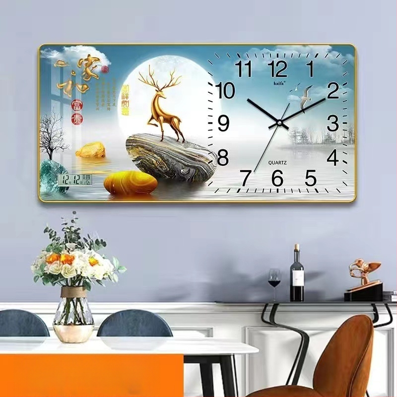 Fali óra naptár és LED számkijelzővel, Kaifa működés akkumulátorral, téglalap alakú, egyszerű modern stílus