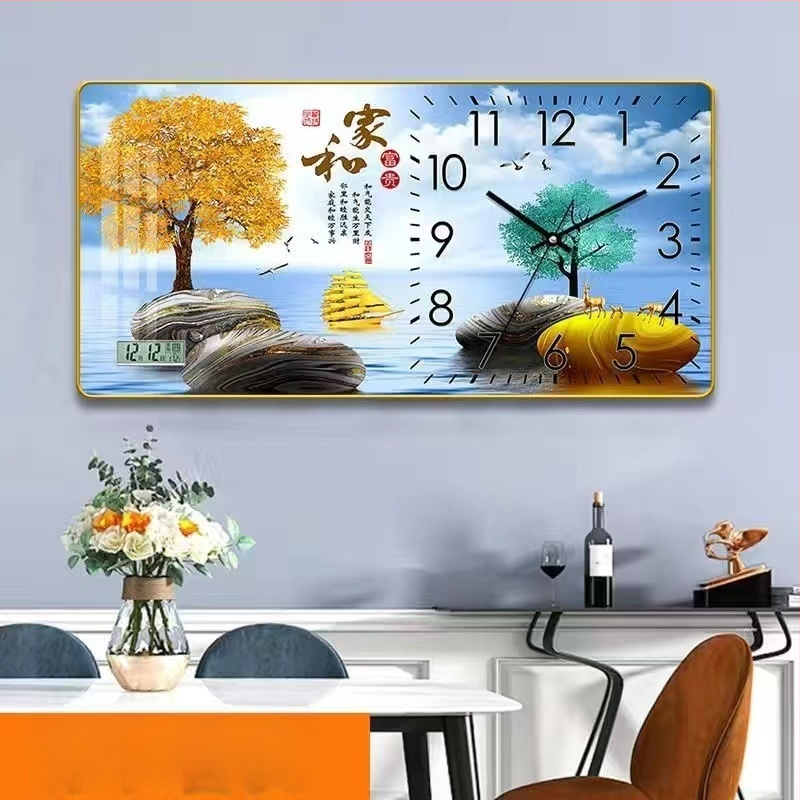 Fali óra naptár és LED számkijelzővel, Kaifa működés akkumulátorral, téglalap alakú, egyszerű modern stílus