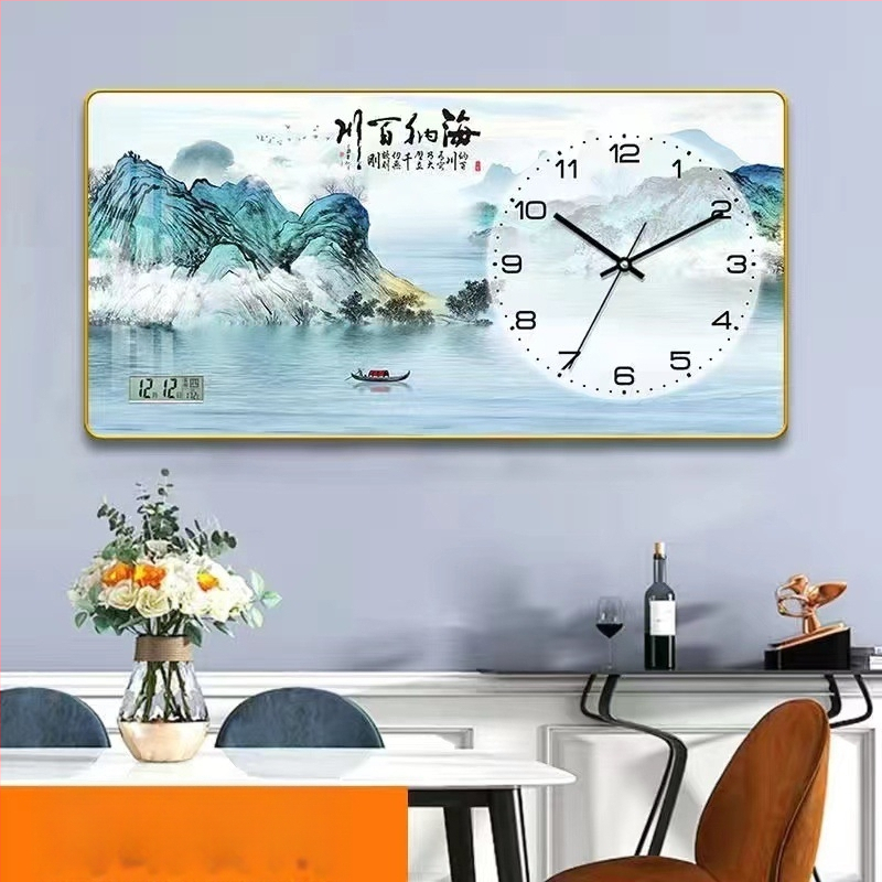 Fali óra naptár és LED számkijelzővel, Kaifa működés akkumulátorral, téglalap alakú, egyszerű modern stílus