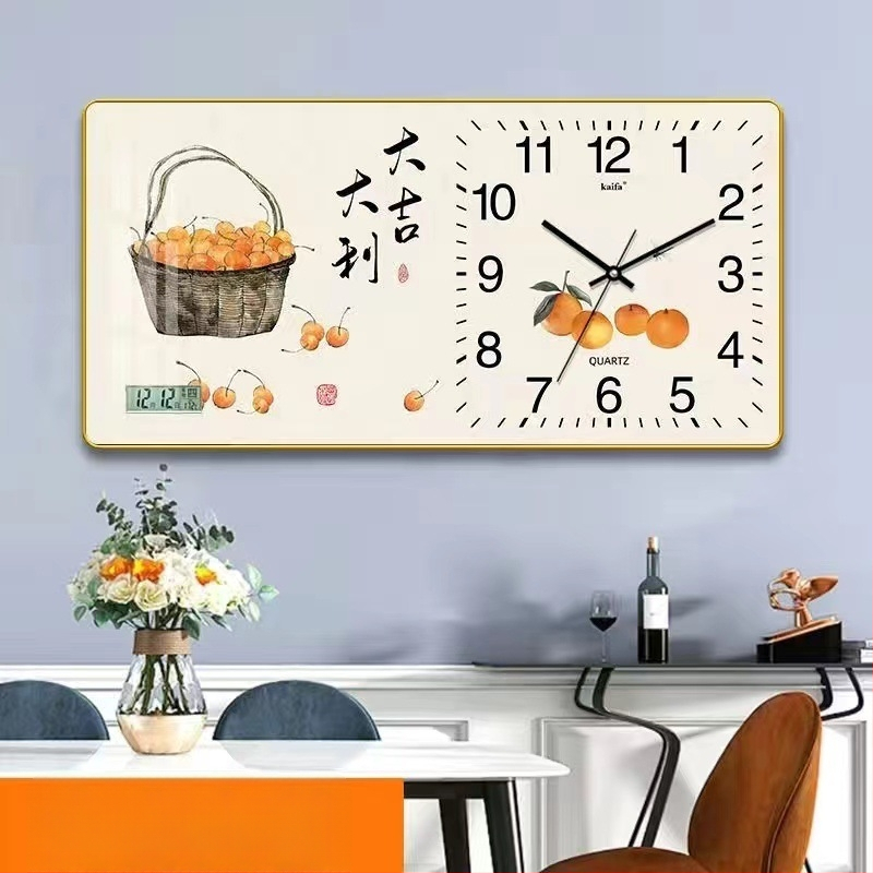 Fali óra naptár és LED számkijelzővel, Kaifa működés akkumulátorral, téglalap alakú, egyszerű modern stílus