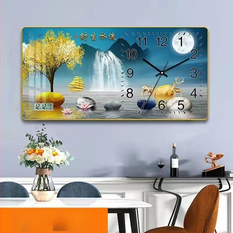 Fali óra naptár és LED számkijelzővel, Kaifa működés akkumulátorral, téglalap alakú, egyszerű modern stílus