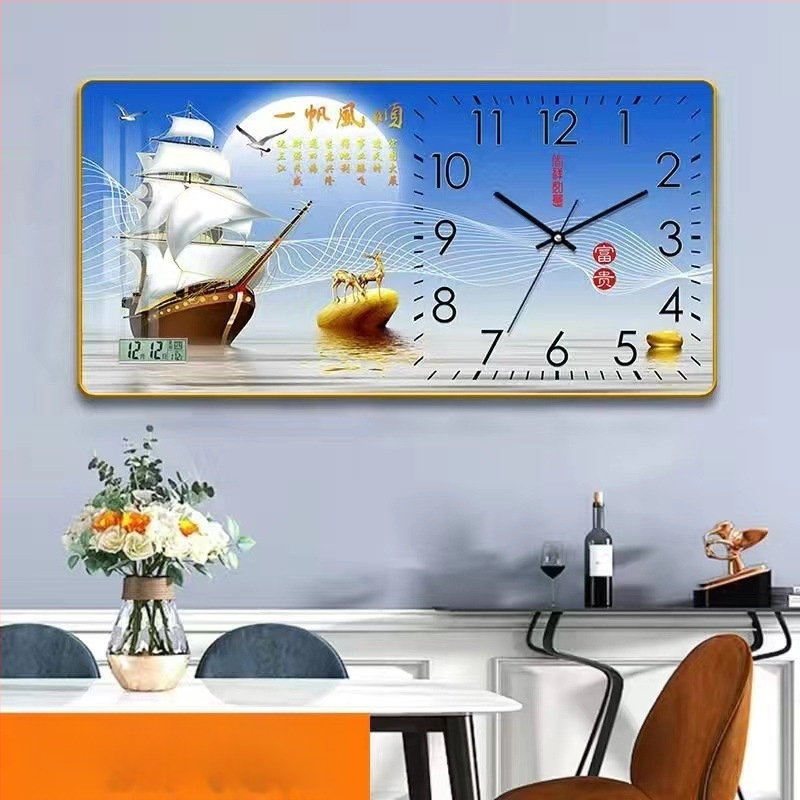 Fali óra naptár és LED számkijelzővel, Kaifa működés akkumulátorral, téglalap alakú, egyszerű modern stílus