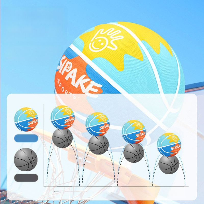 Bērnu gumijas basketbols №4-5 – izturīga treniņu bumba, logotipa drukāšana un pielāgošana pieejama, piemērots bērniem