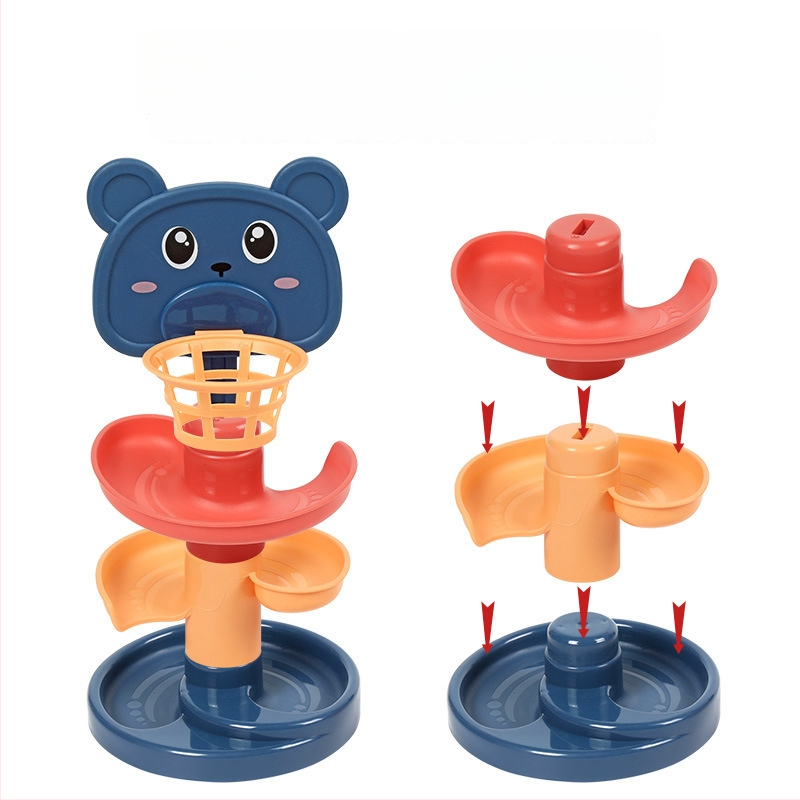 Švietimo trasos kamuoliukų bokštas žaislas vaikams 3–6 metų, plastikinė konstrukcija; lavina motoriką, rankų-akių koordinaciją, regą.