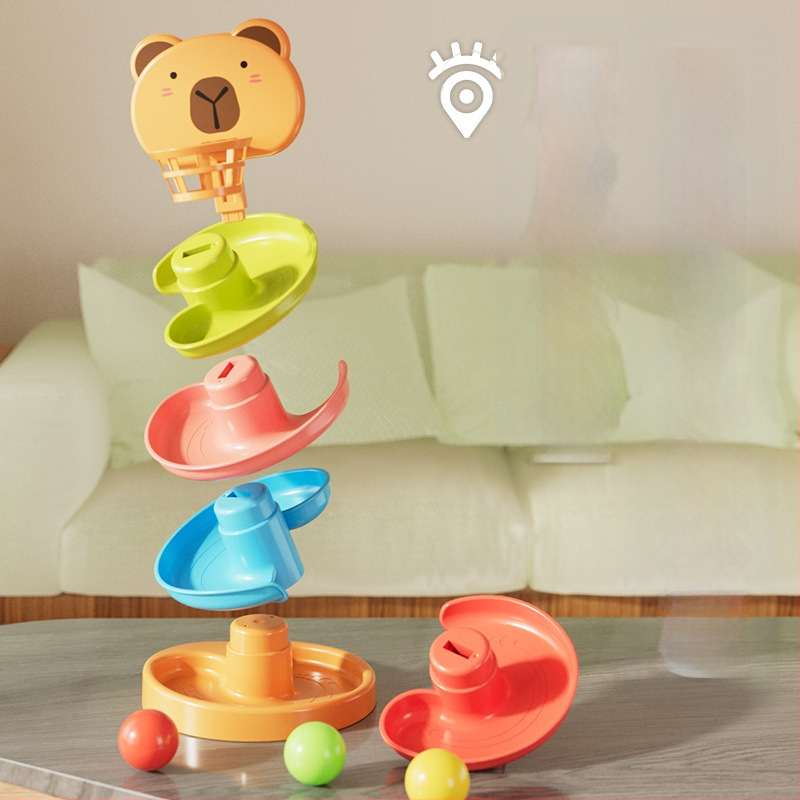 Interaktyvus trasos bokštelis su ridenančiomis rutulėmis – plastikinė žaisla vaikams 3-6 metų, skatina intelektinį vystymąsi, rankų-akių koordinaciją ir tėvų-vaikų bendravimą