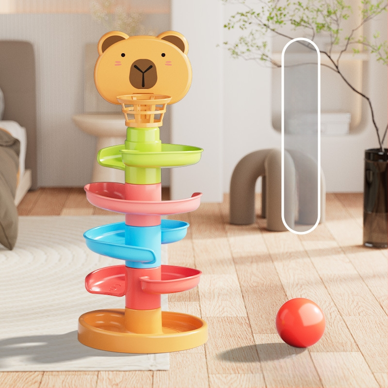 Interaktyvus trasos bokštelis su ridenančiomis rutulėmis – plastikinė žaisla vaikams 3-6 metų, skatina intelektinį vystymąsi, rankų-akių koordinaciją ir tėvų-vaikų bendravimą