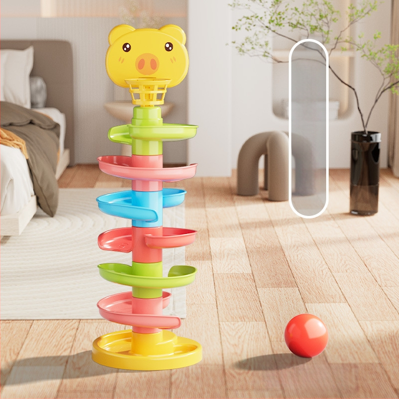 Interaktyvus trasos bokštelis su ridenančiomis rutulėmis – plastikinė žaisla vaikams 3-6 metų, skatina intelektinį vystymąsi, rankų-akių koordinaciją ir tėvų-vaikų bendravimą