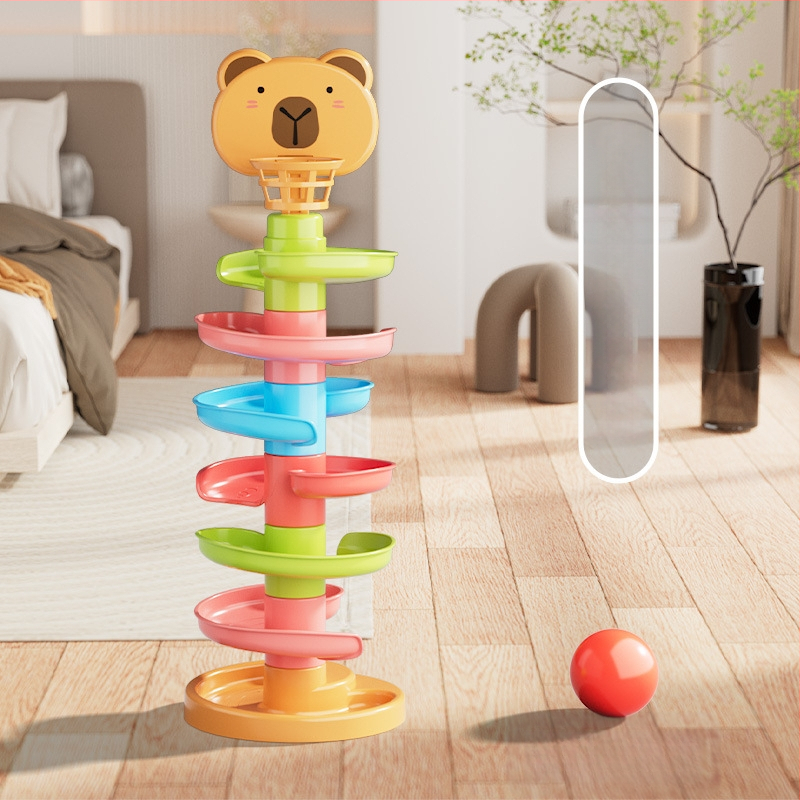 Interaktyvus trasos bokštelis su ridenančiomis rutulėmis – plastikinė žaisla vaikams 3-6 metų, skatina intelektinį vystymąsi, rankų-akių koordinaciją ir tėvų-vaikų bendravimą