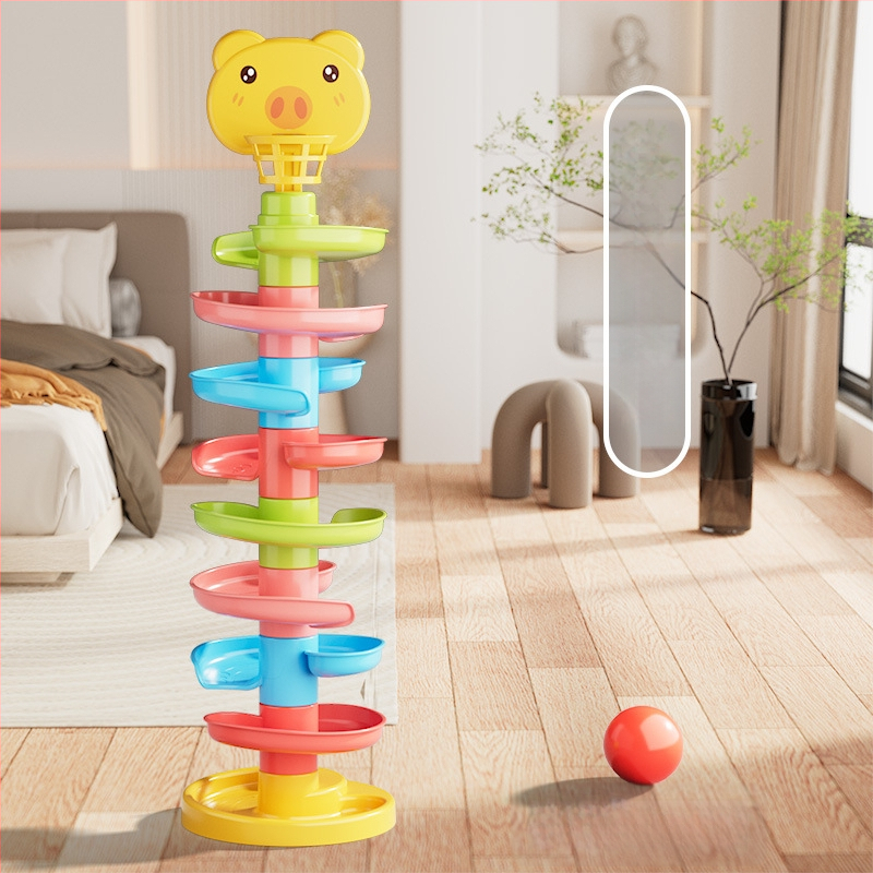 Interaktyvus trasos bokštelis su ridenančiomis rutulėmis – plastikinė žaisla vaikams 3-6 metų, skatina intelektinį vystymąsi, rankų-akių koordinaciją ir tėvų-vaikų bendravimą