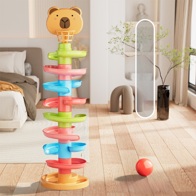 Interaktyvus trasos bokštelis su ridenančiomis rutulėmis – plastikinė žaisla vaikams 3-6 metų, skatina intelektinį vystymąsi, rankų-akių koordinaciją ir tėvų-vaikų bendravimą