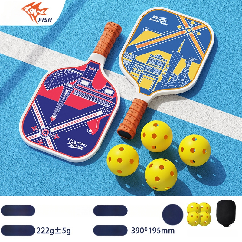 Pisces oglekļa šķiedras pickleball rakete komplekts iekšējai un ārējai lietošanai, ultra viegls iesācējiem, trenēšanās komplekts