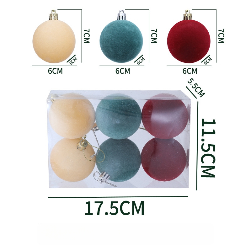 Božićna kuglica ukras, materijal flocking, stil modernog jednostavnog dizajna, poluručna i polu-mehanička izrada.