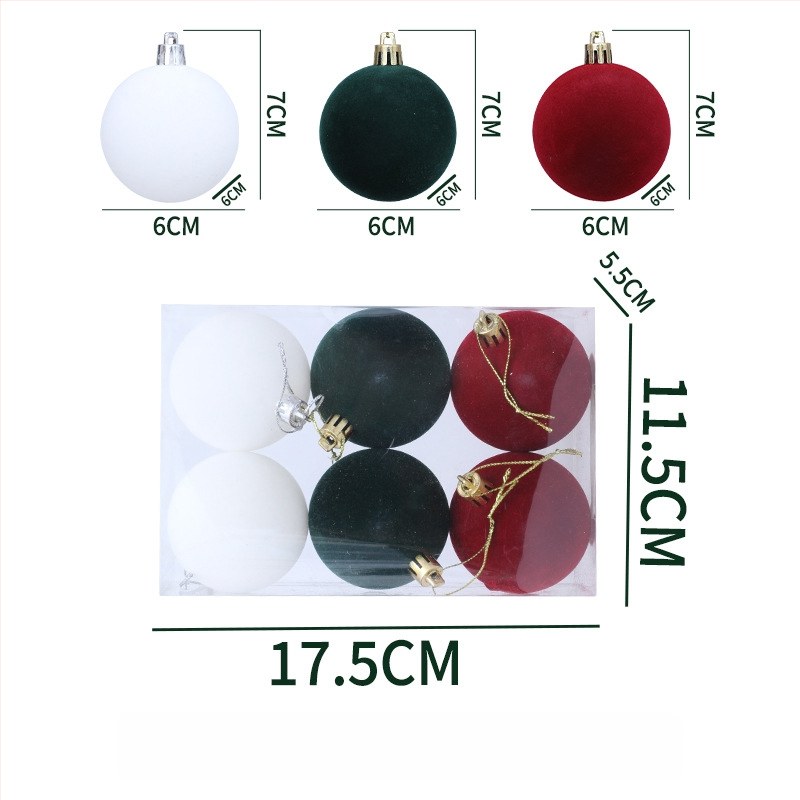 Božićna kuglica ukras, materijal flocking, stil modernog jednostavnog dizajna, poluručna i polu-mehanička izrada.