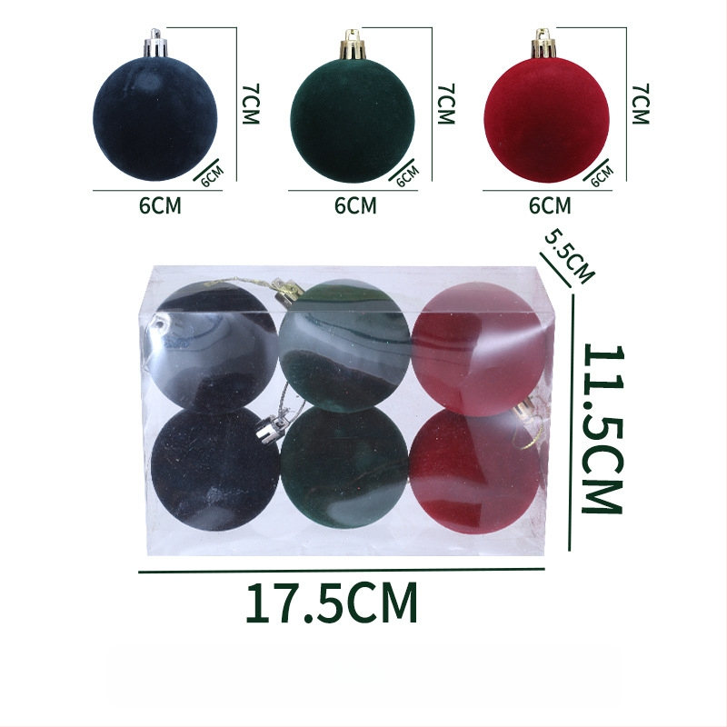 Božićna kuglica ukras, materijal flocking, stil modernog jednostavnog dizajna, poluručna i polu-mehanička izrada.