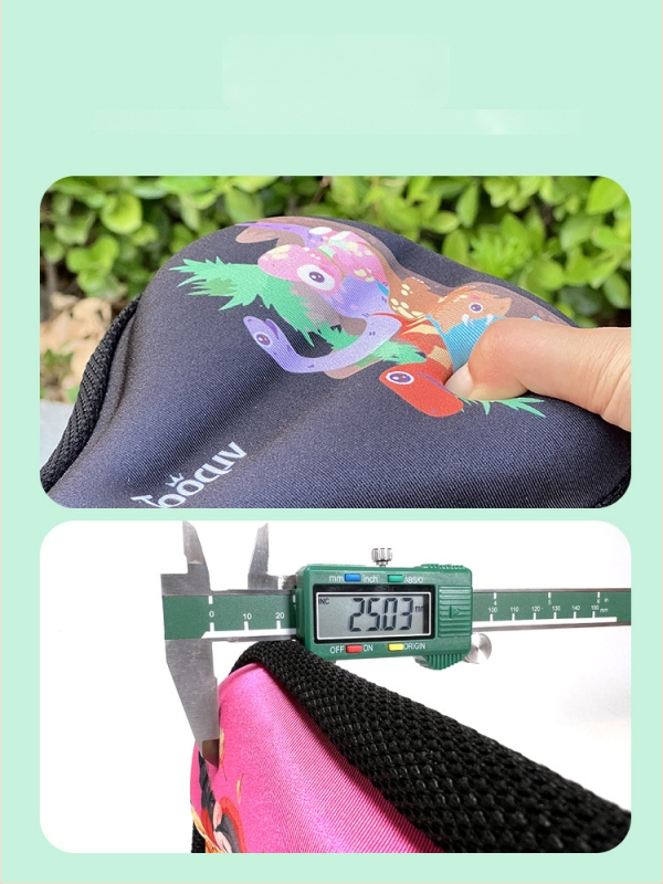 Laste jalgratta saddakate kaas pehme silikoonist padjaga, multikas kujundus, paksendatud paksus mugavuse jaoks