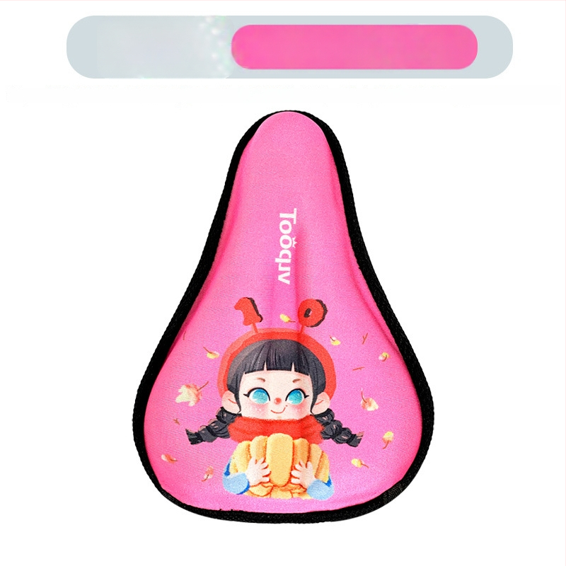 Laste jalgratta saddakate kaas pehme silikoonist padjaga, multikas kujundus, paksendatud paksus mugavuse jaoks