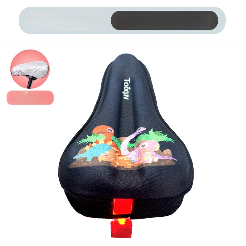 Laste jalgratta saddakate kaas pehme silikoonist padjaga, multikas kujundus, paksendatud paksus mugavuse jaoks