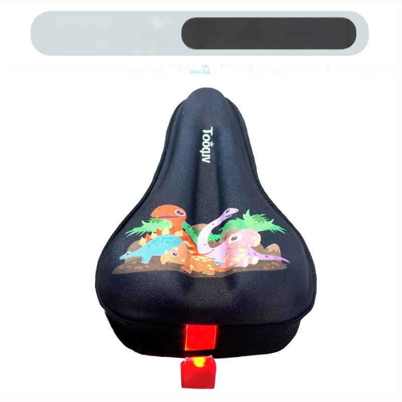 Laste jalgratta saddakate kaas pehme silikoonist padjaga, multikas kujundus, paksendatud paksus mugavuse jaoks